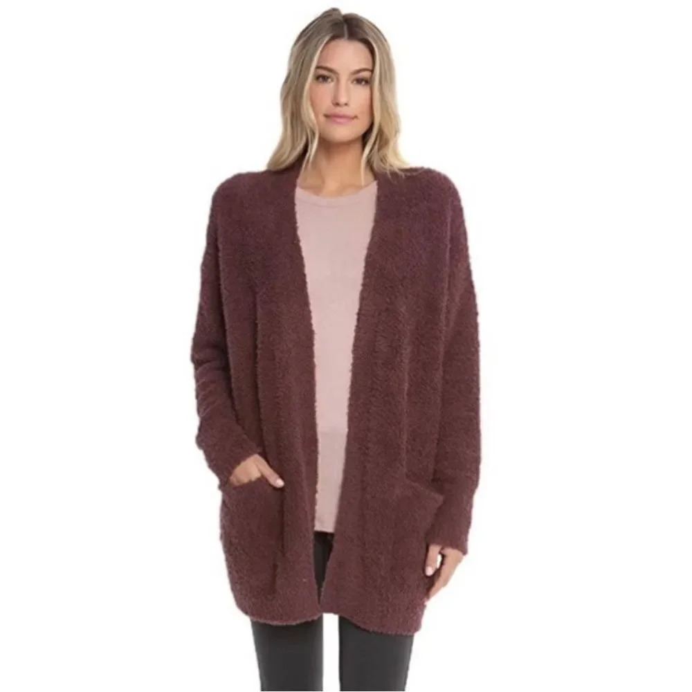 Barefoot Dreams Cozychic So-Cal Cardigan Sweater Open Front Pocket Oversized